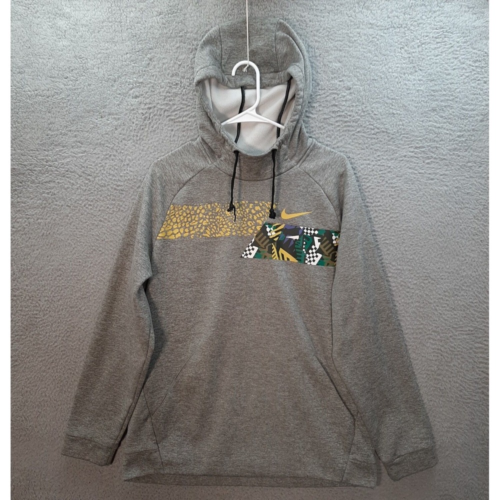 Nike Sweatshirt Womens Large Gray Heather Dri Fit Hoodie Jogging Gym Yoga Sports